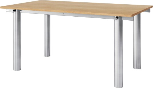 Atura Spisebord 160x90 cm, Rustfritt Stål / Natural Oak