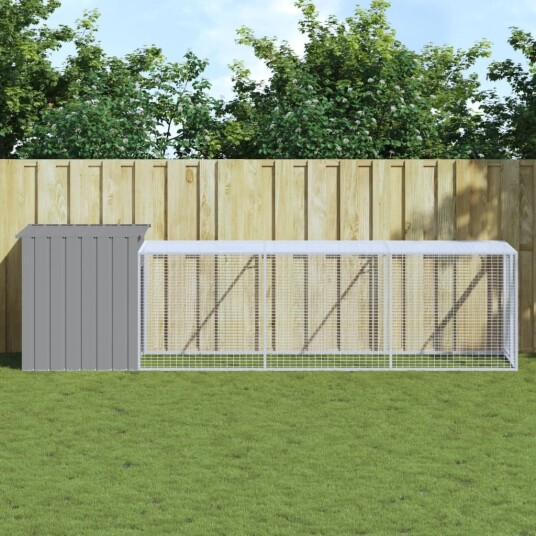 Vidaxl Hønsebur Med Gård Antrasitt 110X405X110 cm Galvanisert Stål Vidaxl Hønsebur Med Gård Antrasitt 110X405X110 cm Galvanisert Stål