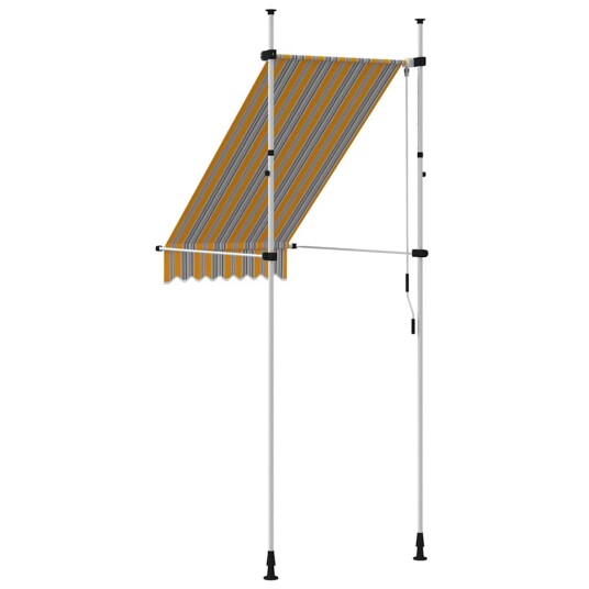 vidaXL Manuell uttrekkbar markise 100 cm gule og blå striper