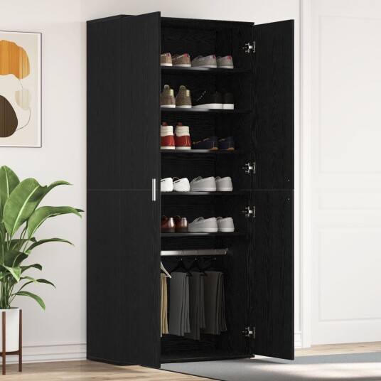 Skoskap Svart Eik 80x39x180 cm MDF Skoskap Svart Eik 80x39x180 cm MDF