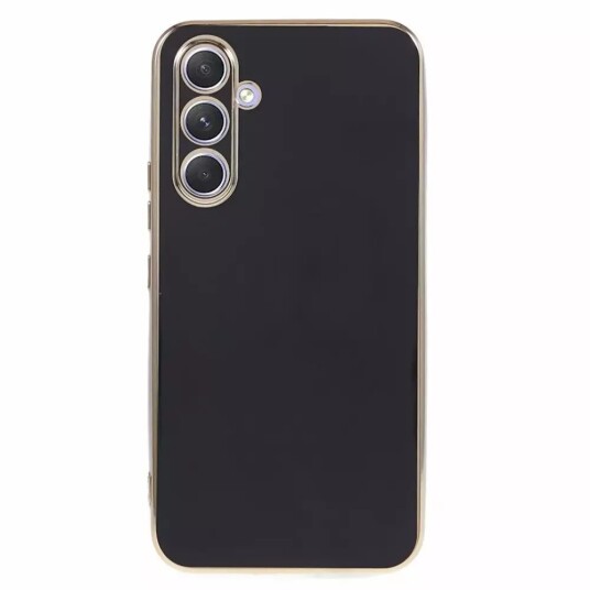 INCOVER Samsung Galaxy S23 FE Fleksibelt Plastdeksel med Gullkant - Svart