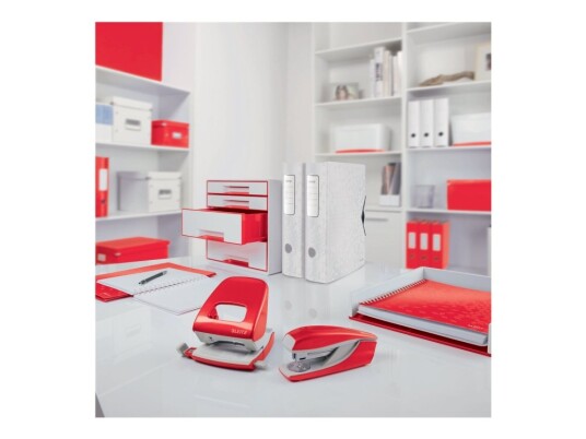 Leitz Wow 5502 Stiftemaskin 30 Ark / 3 Mm 24/6 26/6 Plast Metall Rød