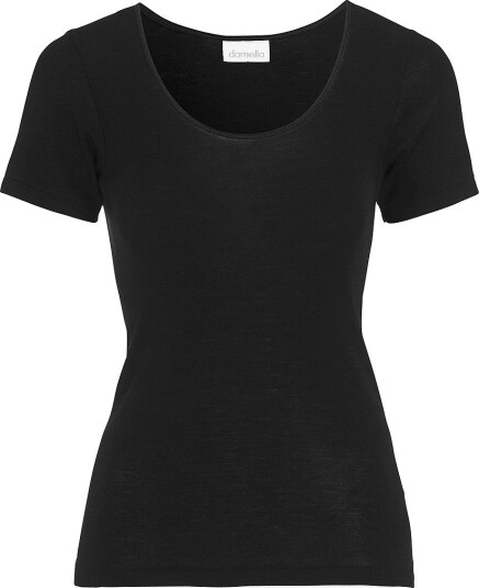 Damella Topp Short Sleeve i ull og silke Svart Damella Topp Short Sleeve i ull og silke Svart