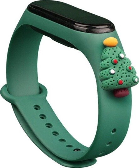 Hurtel Strap Xmas for Xiaomi Mi Band 3 / 4 Christmas Silicone Strap Armbånd med juletre Mørkegrønn