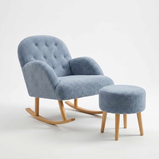 Ørelappstol og puffesett 2 deler Atelier Del Sofa Dugmeli 80 x 85 x 65 cm Grå