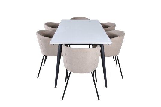 Venture Home Jimmy Matgruppe 195 cm Rektangulær med 6 Berit stoler Beige