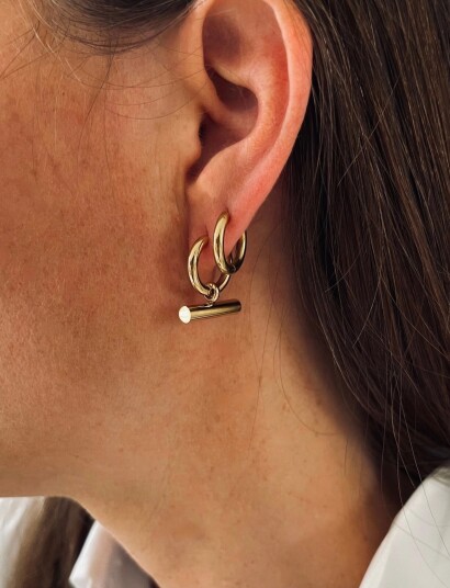 Bud to rose T Bar Hoop Gold Gold Bud to rose T Bar Hoop Gold Gold