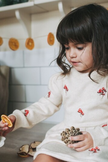 Fliink Benna Mushroom Dress Knit Sandshell (116 / 6 år)