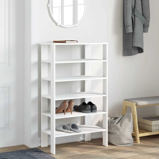 Skohylle hvit 61x32x105 cm konstruert tre 8721158648914