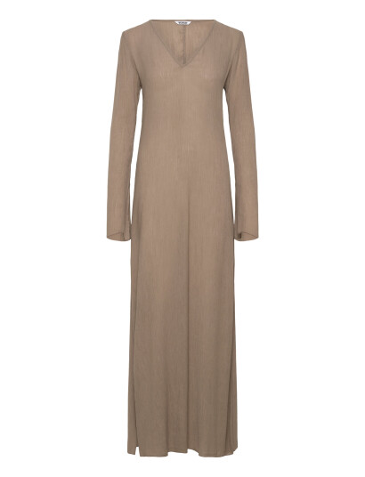 Weekday Maxi Longsleeve Dress - Beige - XS