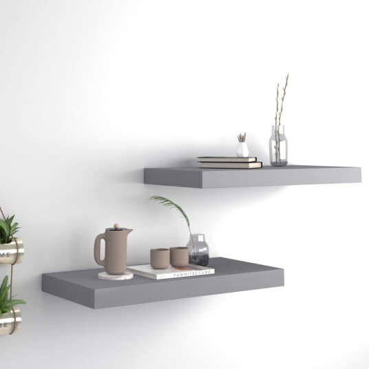 vidaXL Flytende vegghyller 2 stk gr? 50x23x3,8 cm MDF