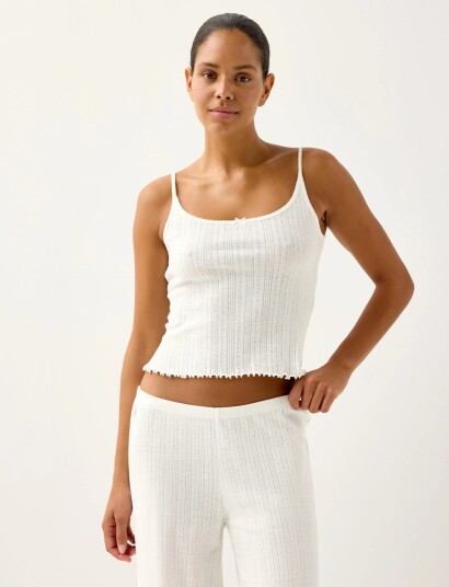 Lindex Tank Pointelle With Lettuce Ed Cream XL