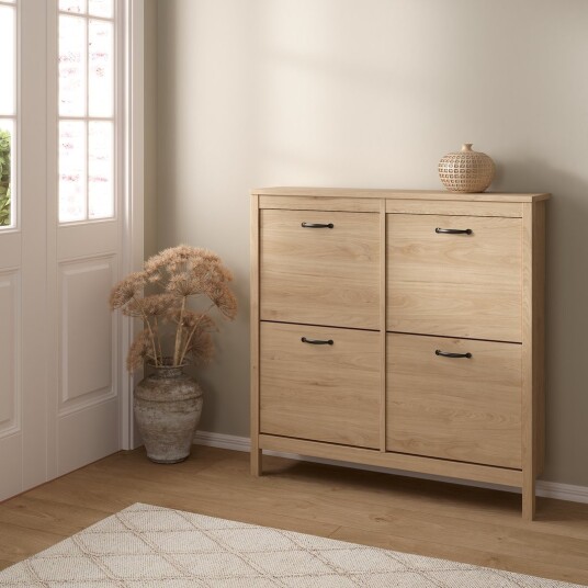LIND LEONA SKOSKAP EIK 4 DØRER 103X25X103 LIND LEONA SKOSKAP EIK 4 DØRER 103X25X103