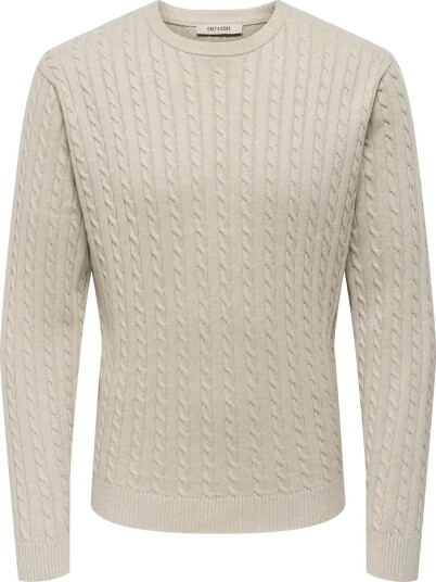 ONLY & SONS Onsloui Reg 12 Cabel Crew Knit Noos OATMEAL XL ONLY & SONS Onsloui Reg 12 Cabel Crew Knit Noos OATMEAL XL
