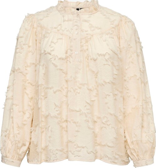 Vero Moda Curve Vmcnichala Bluse Ls Top Wvn Btq - Beige