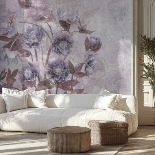 Tapet Lilla Blomsterdesign Tapet Lilla Blomsterdesign