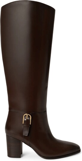 Lauren Ralph Lauren Raelynn Glazed Leather Tall Boot Heel CHESTNUT BROWN 38 Lauren Ralph Lauren Raelynn Glazed Leather Tall Boot Heel CHESTNUT BROWN 38