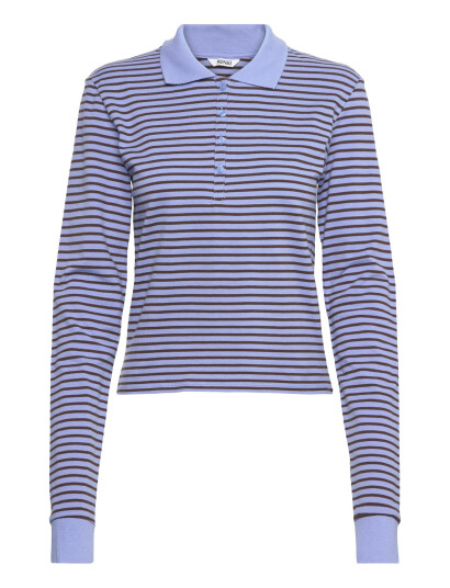 Monki Long-Sleeved Polo Top - Blue - XXS Monki Long-Sleeved Polo Top - Blue - XXS