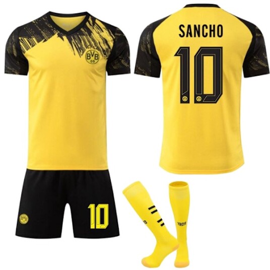 2025-2026 Dortmund FC Hjemme Barn Voksen Fotballdrakt med Sokker No.10 SANCHO