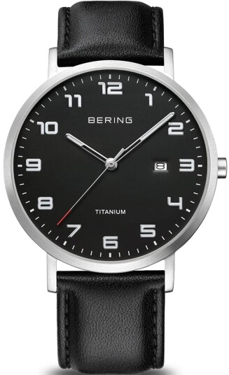 Bering Herreklokke 186402 Titanium Sort/Lær Ø40 mm