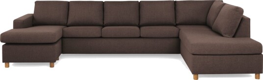Crazy 5 seters Høyrevendt U formet X Large Sofa med Divan og Sjeselong i Stoff Brun