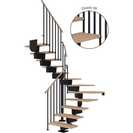 Dolle Dubai U trapp Svart 9005 classic Iiii oljeret Bøk 80 11 Loddret Høyde 204 252cm