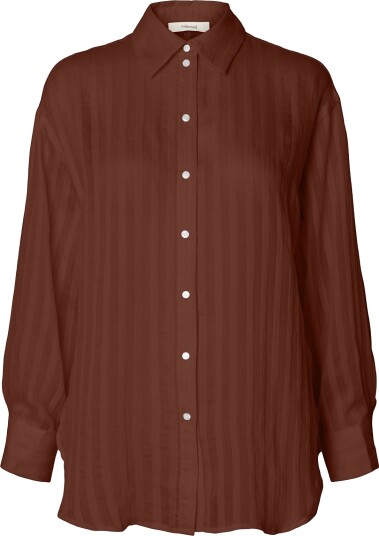 Selected Slftoran Oversized Ls Striped Shirt B Burgundy 44