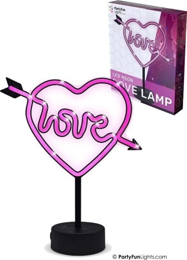 Partyfun Lights Hjerte Neonlampe Med Love-Motiv Partyfun Lights Hjerte Neonlampe Med Love-Motiv