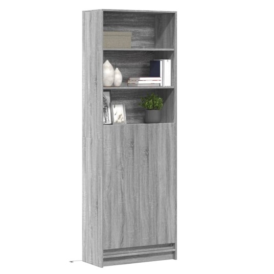 Garderobe med LED grå sonoma 69x32,5x200 cm konstruert tre Garderobe med LED grå sonoma 69x32,5x200 cm konstruert tre