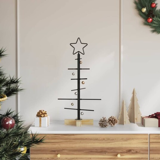 Metall juletre med stativ Svart 60 cm Pulverlakkert stål Metall juletre med stativ Svart 60 cm Pulverlakkert stål
