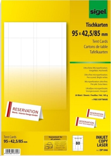 Sigel Dp046 Hvit A4 Papp Universal Rektangel 185 G/M²
