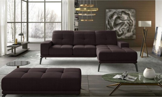 Hjørnesofa Eltap Torrense 265x175x98 cm Mat Velvet 29 Brun Høyre
