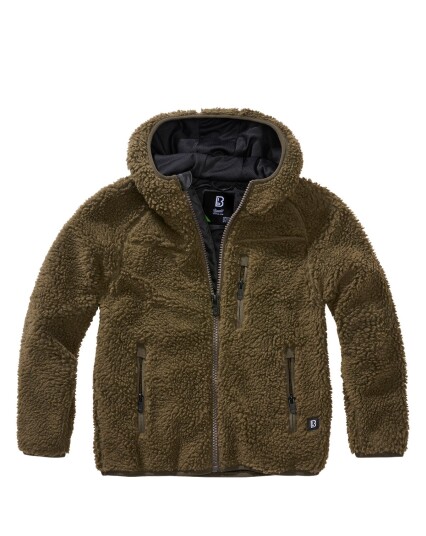 Brandit Kids Teddy fleecejacka med huva Oliven Brandit Kids Teddy fleecejacka med huva Oliven