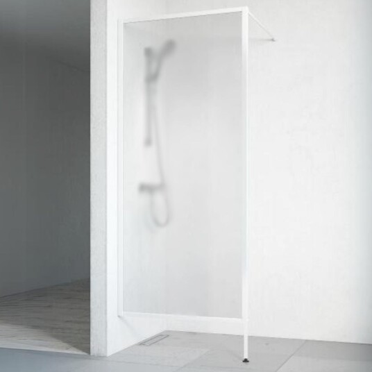 Macro Design Flow Dusj Skjermvegg Fast Hvit / 75cm Ice Glass