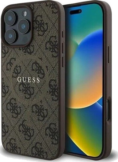GUESS 4G Ring Classic Logo MagSafe iPhone 16 Pro Case - Brown