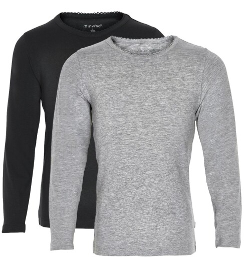 Minymo Genser 2 pack Svart/Grå Melert m. Blond 1½ år 86 Genser