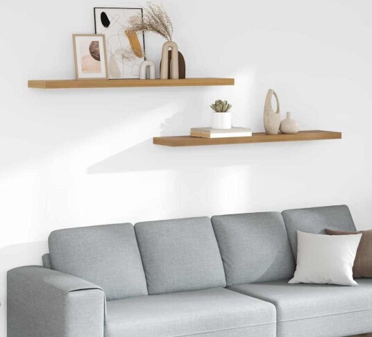  Vegghylle 2 pcs Brun 120 x 23,5 x 4 cm Konstruert tre