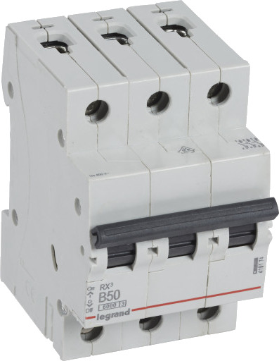 Legrand 4 stk RX³ MCB automatsikring B50 3P 3M 6kA