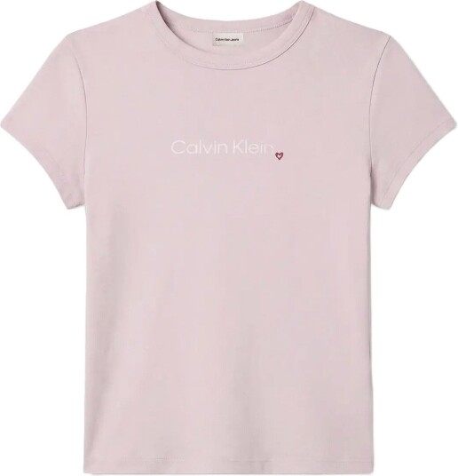 Calvin Klein Jeans Ss Slim Fit Heart Logo Tee Pink L