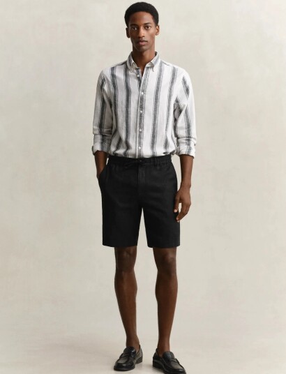 GANT Reg Linen Ds Shorts Black S GANT Reg Linen Ds Shorts Black S