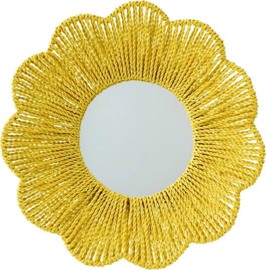 J Line Wall Mirror Raffia Yellow Yellow ONE SIZE J Line Wall Mirror Raffia Yellow Yellow ONE SIZE