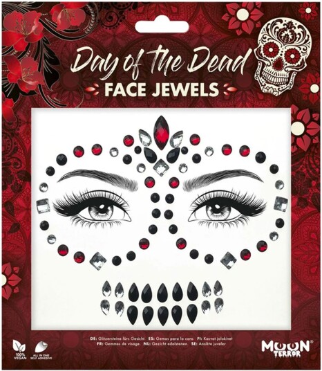 Smiffys Face Jewels Day of the Dead Moon Terror
