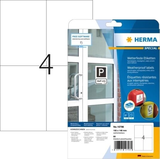 Herma 10796 Hvit Rektangel Permanent A4 Universell Papir