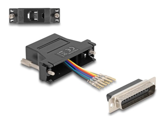 Delock D-Sub 25 Pins Hann Til Rj12 Hunnmonteringssett Svart