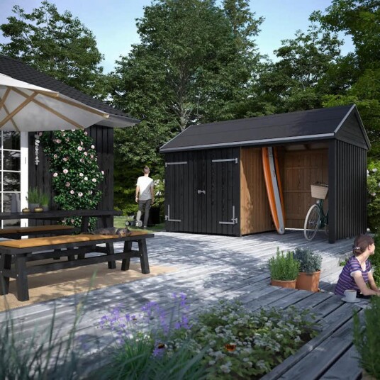 Utebod PLUS Classic Multi Hagehus 2 Moduler Dobbeldør Åpen 10m2 Utebod PLUS Classic Multi Hagehus 2 Moduler Dobbeldør Åpen 10m2