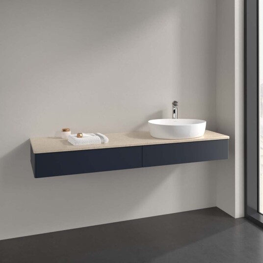 Villeroy & Boch  Antao Servantskap med 2 skuffer 160x50x19 cm u/lys Blå Matt/Crème