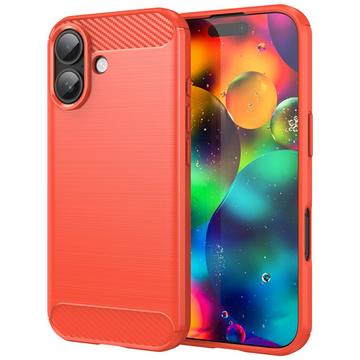 iPhone 17 børstet TPU deksel   karbonfiber   rød