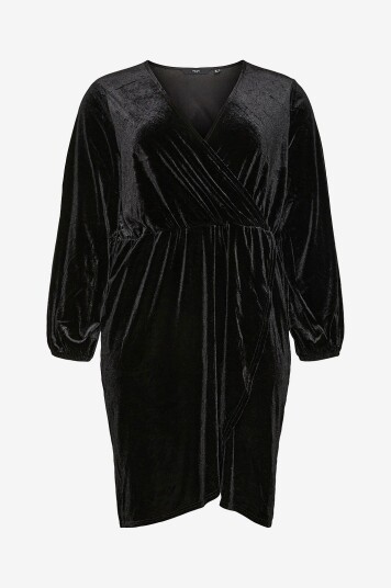 Vero Moda Curve - Kjole vmcEffie LS Wrap Knee Dress Jrs - Svart