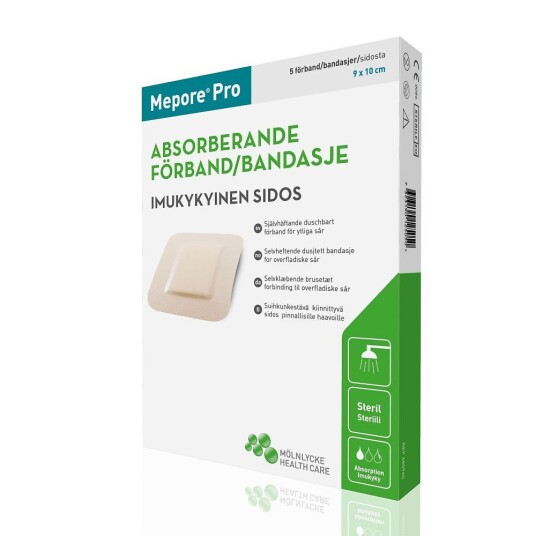 Mepore Pro dusjbandasje 9x10 cm 5 stk Mepore Pro dusjbandasje 9x10 cm 5 stk