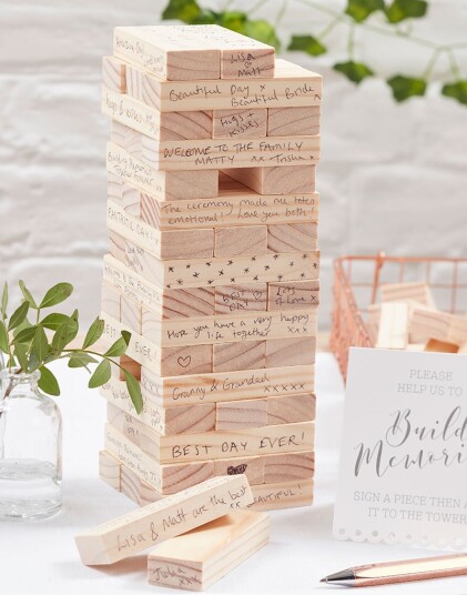 Ginger Ray Bygge Minner Fra Bryllupsdagen Jenga Byggespill i Tre Botanisk Bryllup